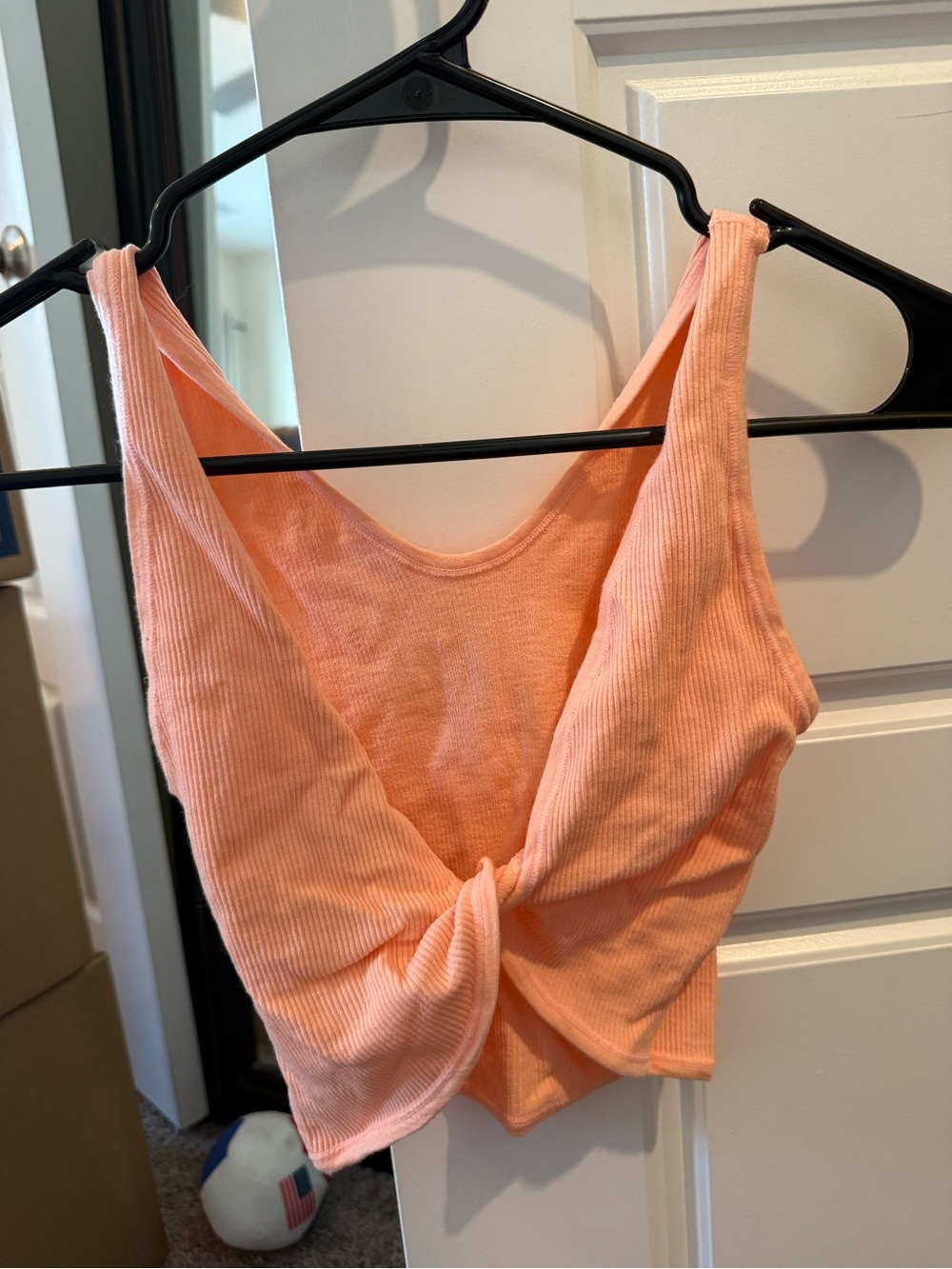 Urban Outfitters Peach Ribbed Twist-Front Tank